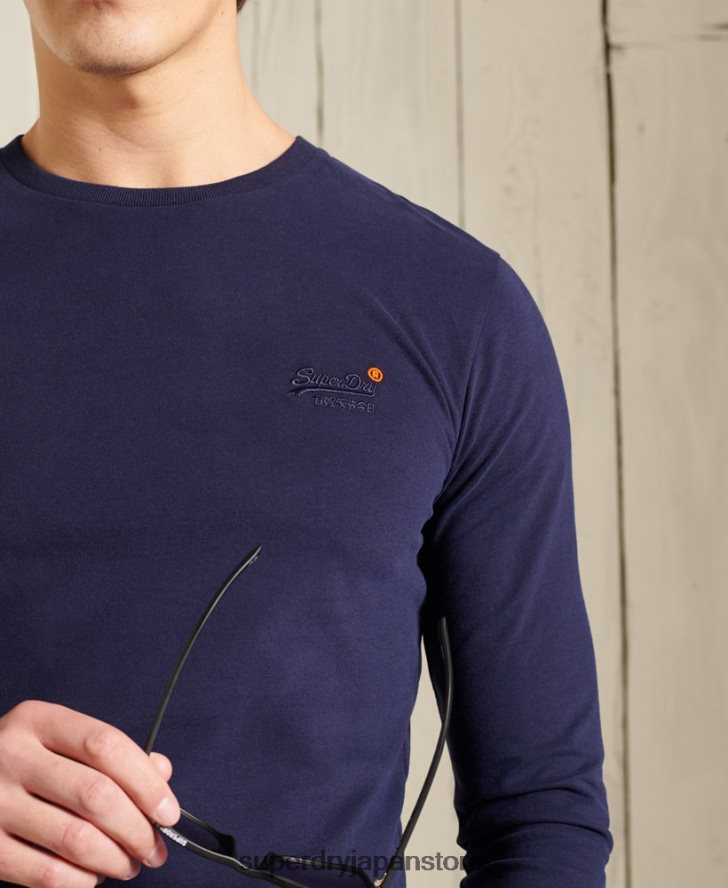 オーガニックコットンのヴィンテージ刺繍トップス 男性 Superdry 衣類 海軍 2J62PZ1540