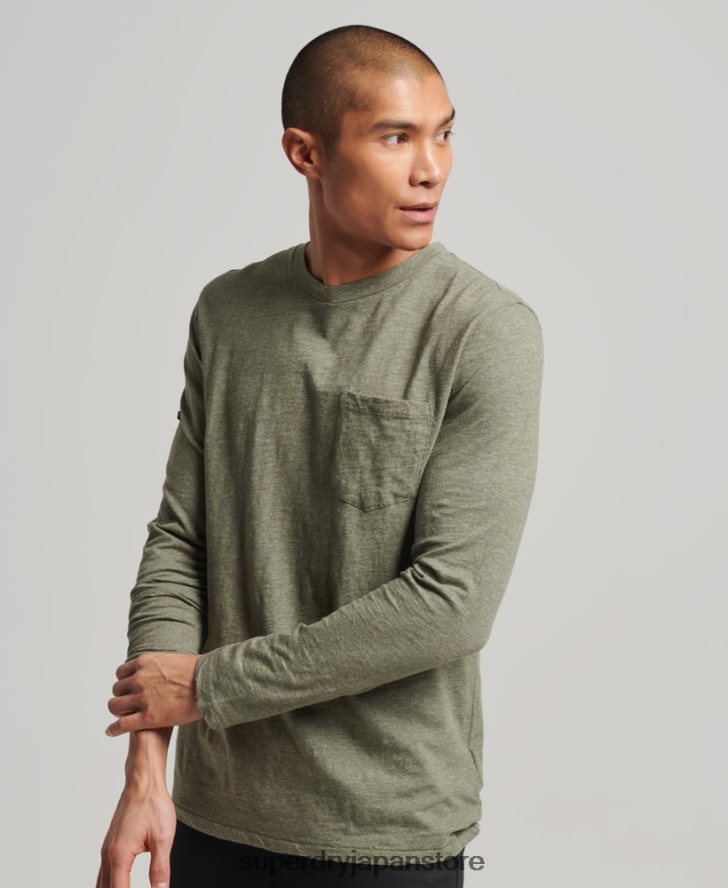 長袖スラブジャージートップ 男性 Superdry 衣類 カーキ 2J62PZ1541