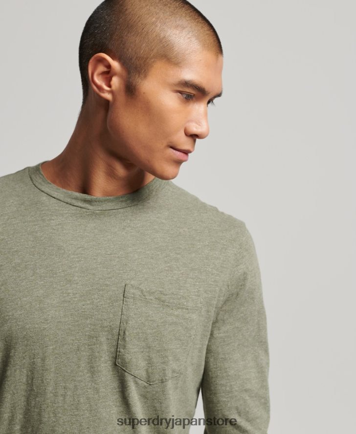 長袖スラブジャージートップ 男性 Superdry 衣類 カーキ 2J62PZ1541