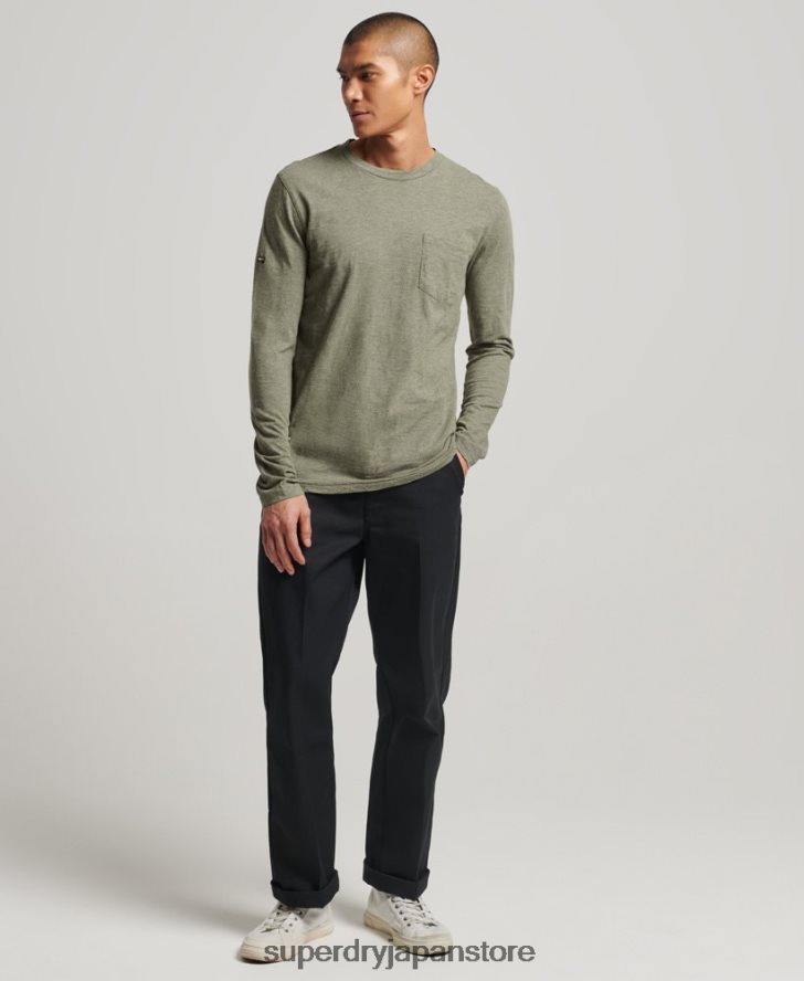 長袖スラブジャージートップ 男性 Superdry 衣類 カーキ 2J62PZ1541