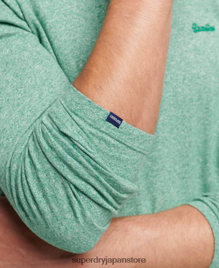 オーガニックコットンのヴィンテージロゴ刺繍トップス 男性 Superdry 衣類 緑 2J62PZ1542