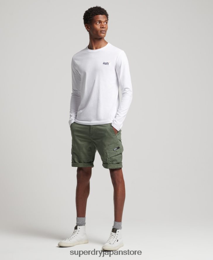 オーガニックコットンのヴィンテージ刺繍トップス 男性 Superdry 衣類 白 2J62PZ1544