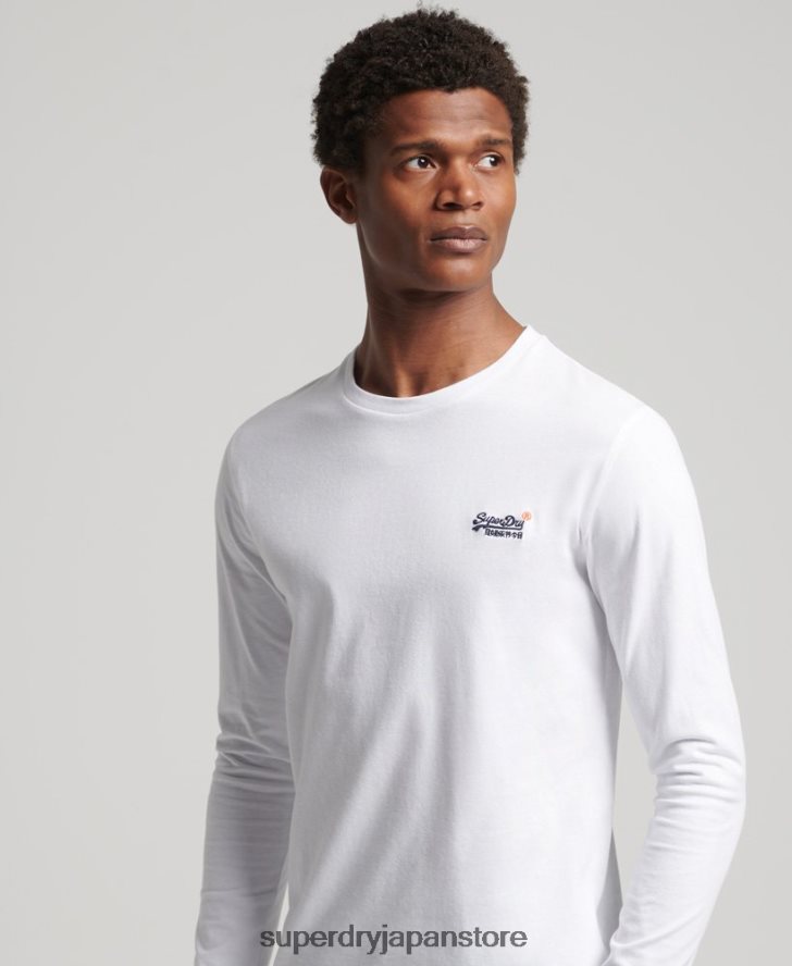 オーガニックコットンのヴィンテージ刺繍トップス 男性 Superdry 衣類 白 2J62PZ1544