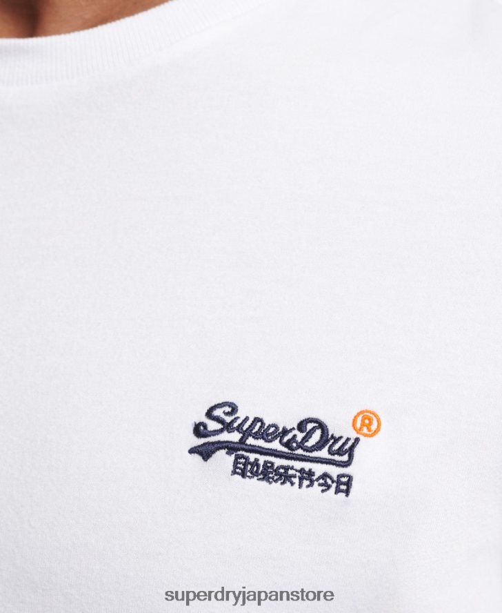 オーガニックコットンのヴィンテージ刺繍トップス 男性 Superdry 衣類 白 2J62PZ1544