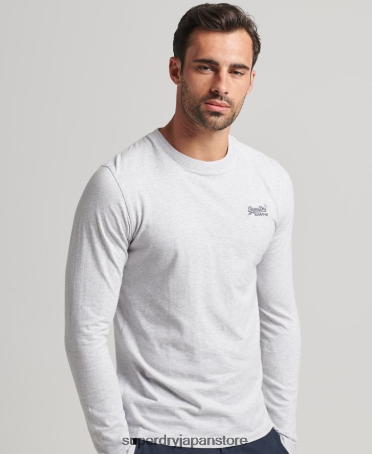 オーガニックコットン エッセンシャルロゴ 長袖トップ 男性 Superdry 衣類 ライトグレー 2J62PZ1546