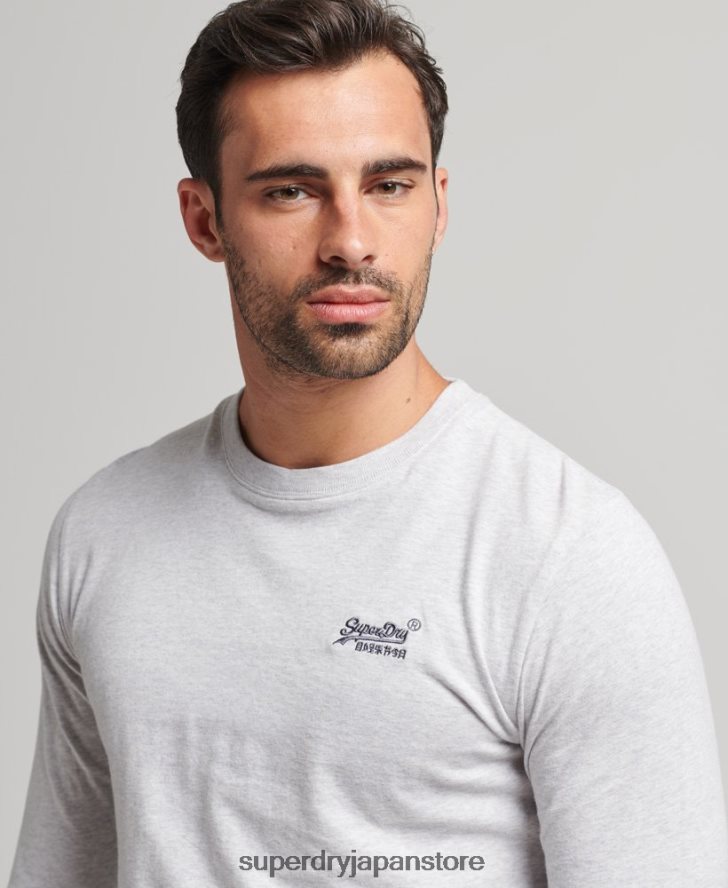 オーガニックコットン エッセンシャルロゴ 長袖トップ 男性 Superdry 衣類 ライトグレー 2J62PZ1546