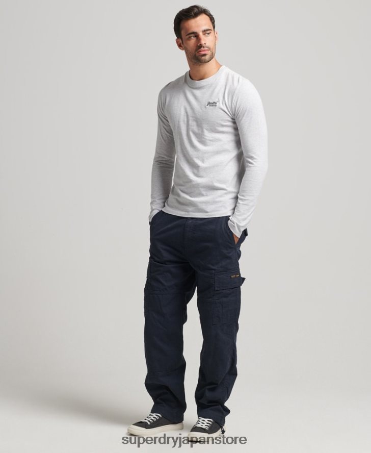 オーガニックコットン エッセンシャルロゴ 長袖トップ 男性 Superdry 衣類 ライトグレー 2J62PZ1546