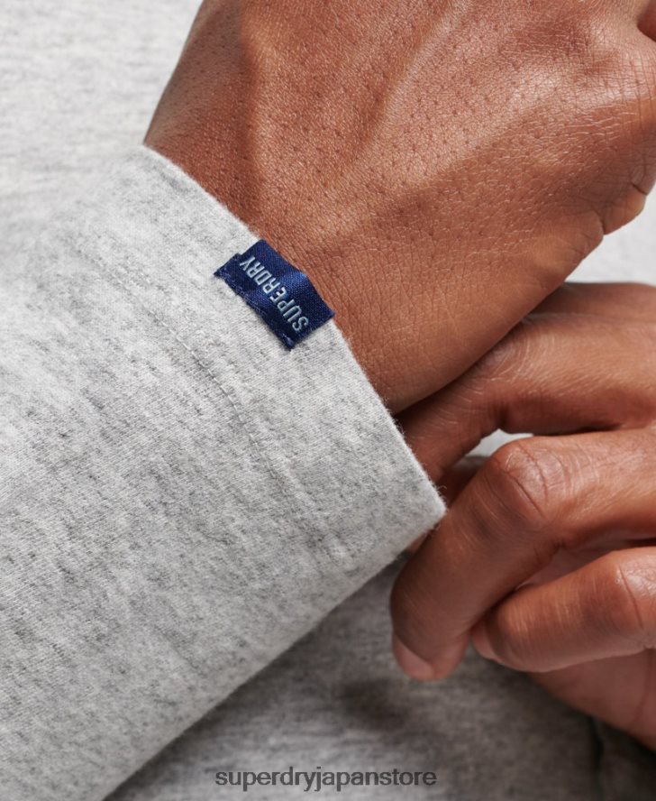 オーガニックコットンのヴィンテージロゴ刺繍トップス 男性 Superdry 衣類 グレー 2J62PZ1547