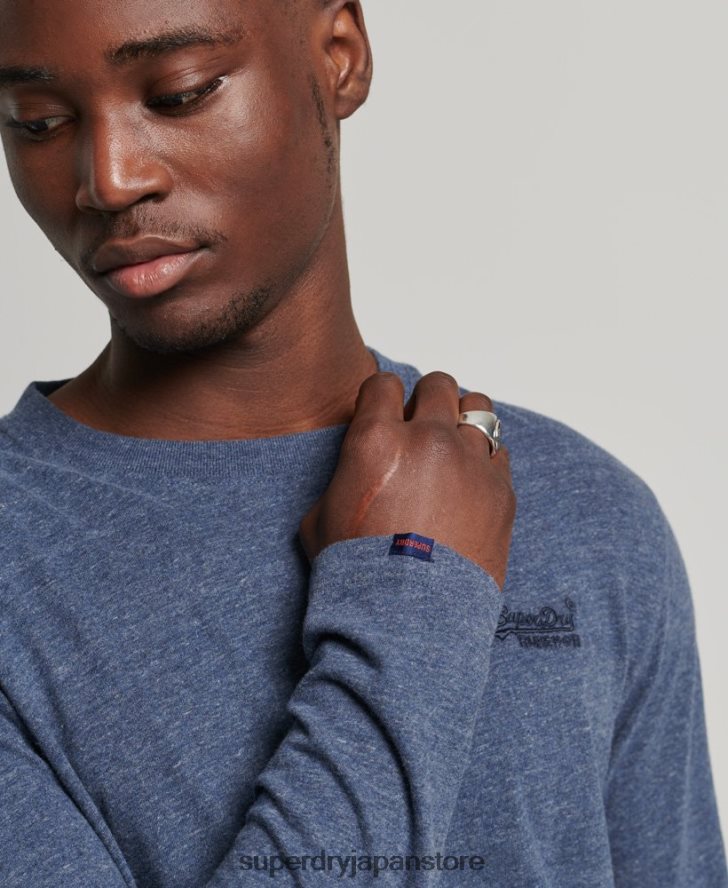 オーガニックコットンのヴィンテージロゴ刺繍トップス 男性 Superdry 衣類 海軍 2J62PZ1548