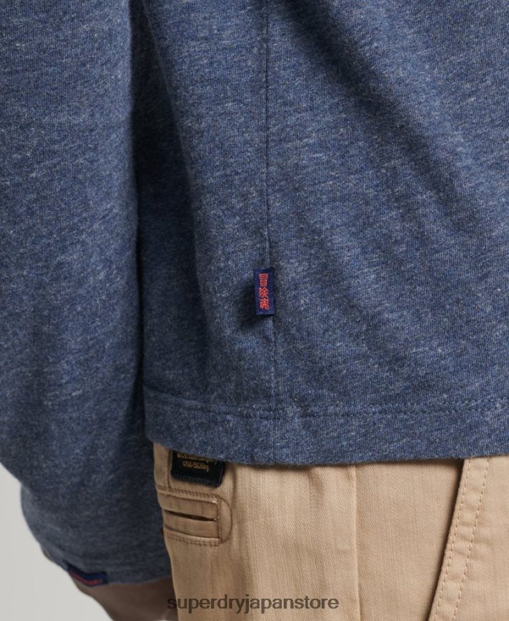 オーガニックコットンのヴィンテージロゴ刺繍トップス 男性 Superdry 衣類 海軍 2J62PZ1548