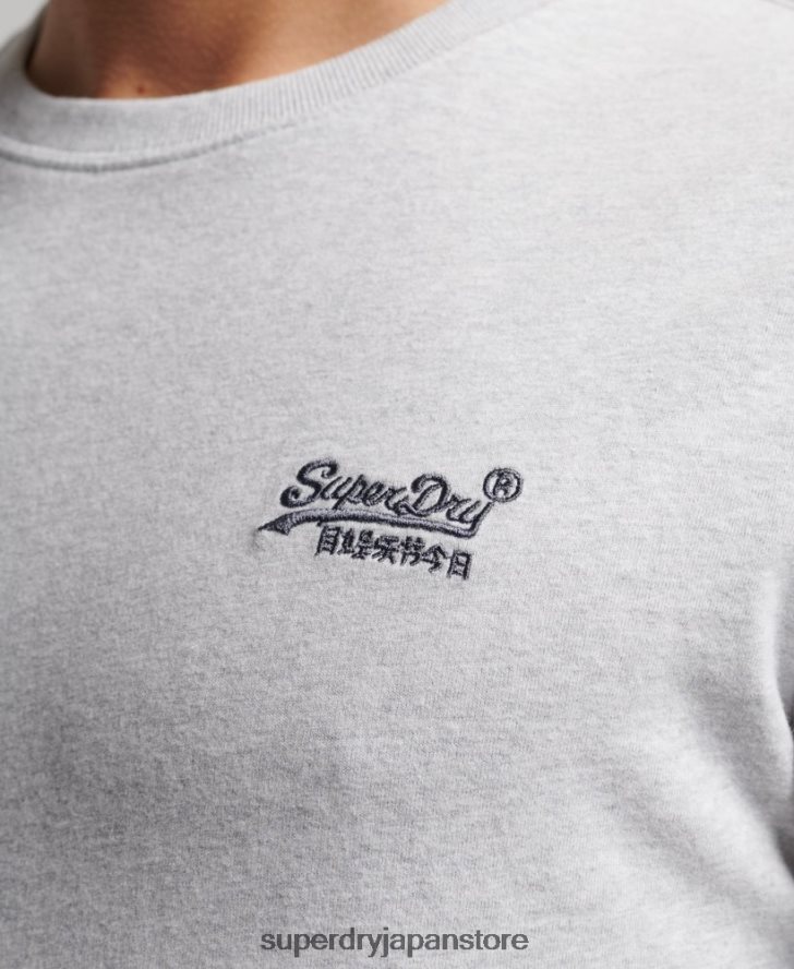 オーガニックコットンのヴィンテージロゴ刺繍トップス 男性 Superdry 衣類 ライトグレー 2J62PZ1549