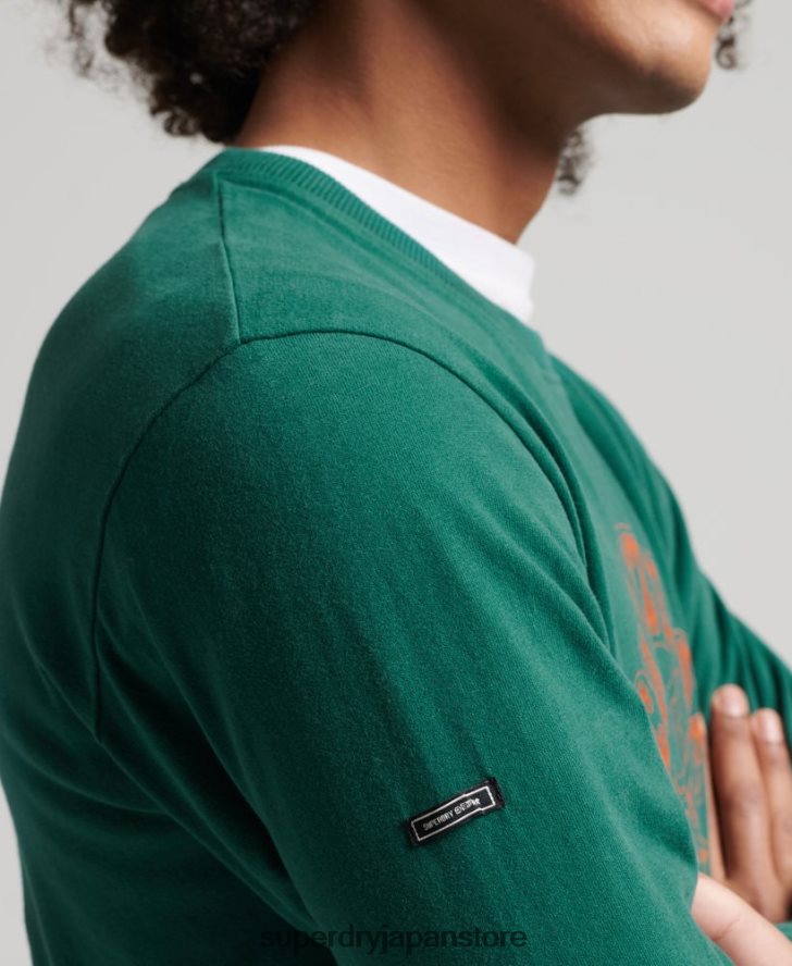 サイケロック長袖トップ 男性 Superdry 衣類 緑 2J62PZ1554
