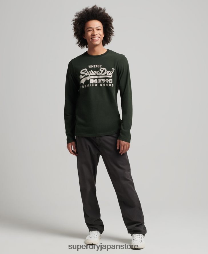 ヴィンテージロゴ ヘリテージ ロングスリーブ トップ 男性 Superdry 衣類 緑 2J62PZ1555
