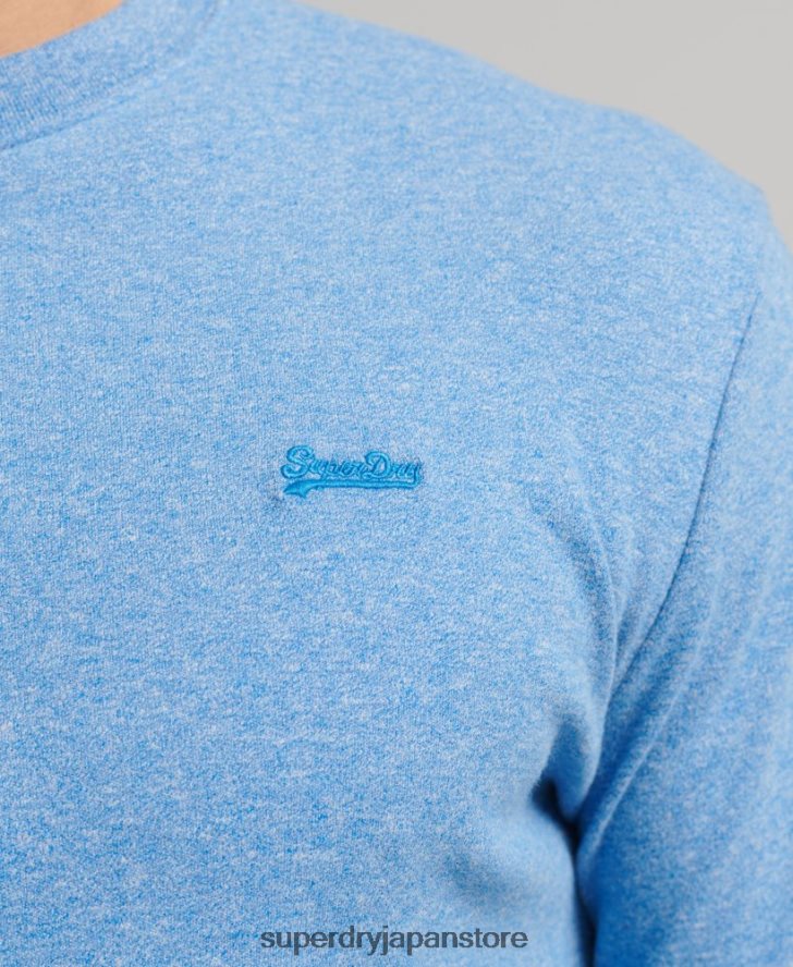 オーガニックコットンのヴィンテージロゴ刺繍入りヘンリートップ 男性 Superdry 衣類 青 2J62PZ1556