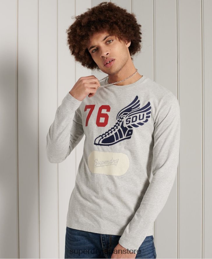 長袖オーバーダイカレッジトップ 男性 Superdry 衣類 グレー 2J62PZ1558