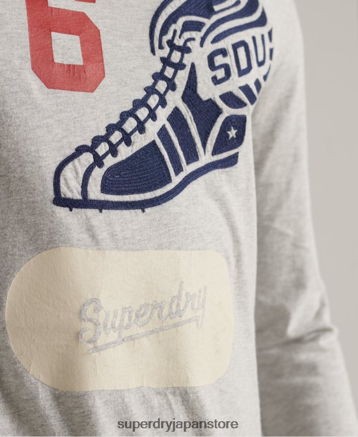長袖オーバーダイカレッジトップ 男性 Superdry 衣類 グレー 2J62PZ1558