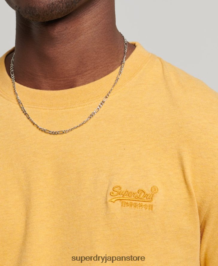 オーガニックコットンのヴィンテージロゴ刺繍トップス 男性 Superdry 衣類 黄色 2J62PZ1562