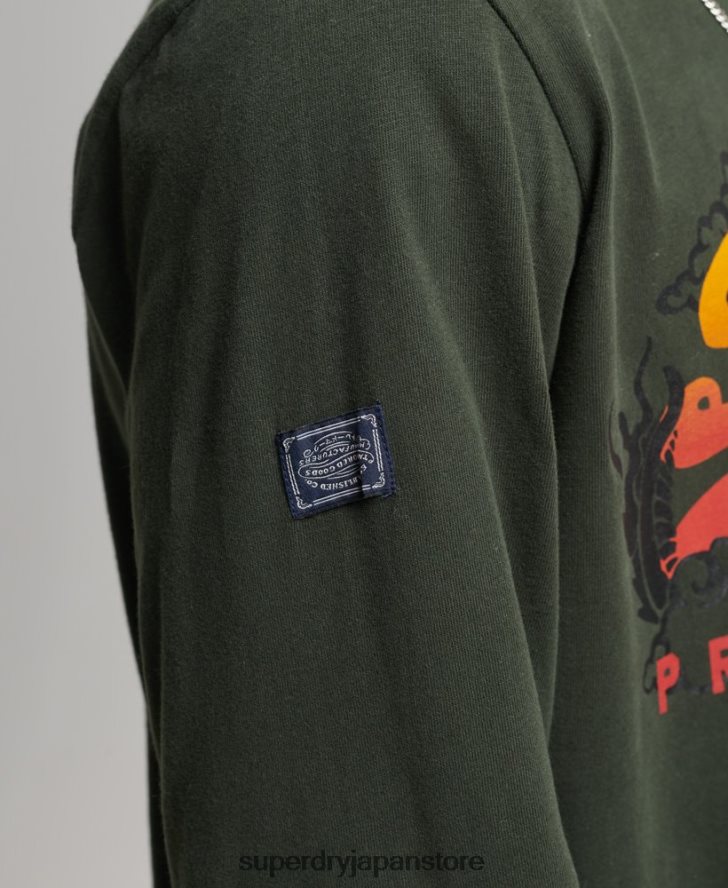 ヴィンテージロゴナラティブ長袖トップ 男性 Superdry 衣類 緑 2J62PZ1563
