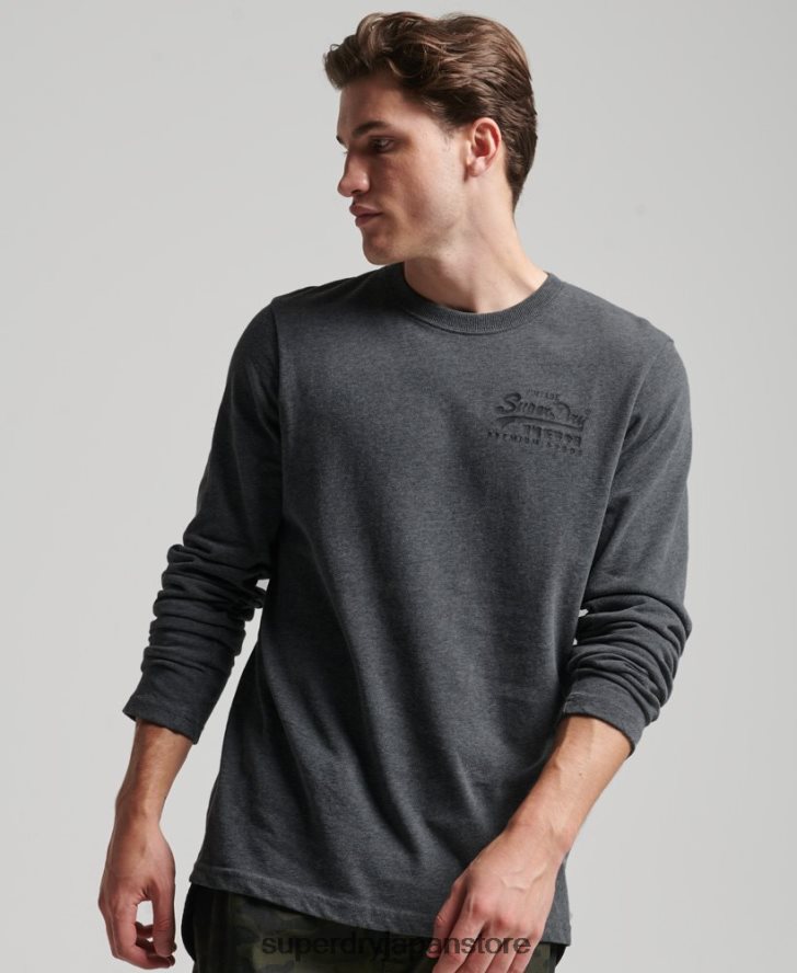 ヴィンテージロゴ ヘリテージ ロングスリーブ トップ 男性 Superdry 衣類 グレー 2J62PZ1564
