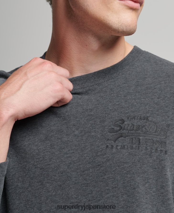 ヴィンテージロゴ ヘリテージ ロングスリーブ トップ 男性 Superdry 衣類 グレー 2J62PZ1564