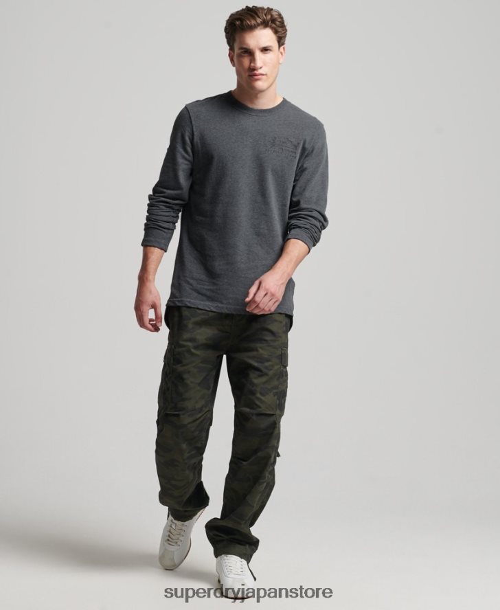 ヴィンテージロゴ ヘリテージ ロングスリーブ トップ 男性 Superdry 衣類 グレー 2J62PZ1564