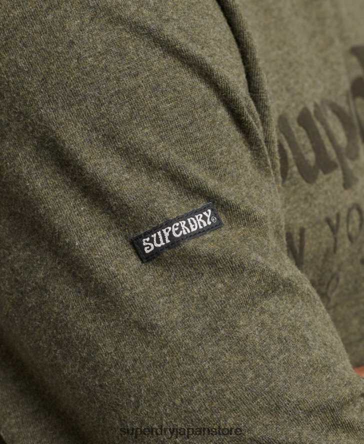 会場同系色ロゴ 長袖トップ 男性 Superdry 衣類 カーキ 2J62PZ1569