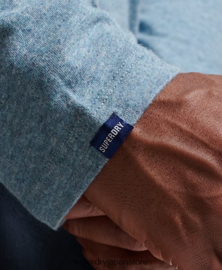 オーガニックコットンのヴィンテージロゴ刺繍トップス 男性 Superdry 衣類 青 2J62PZ1570