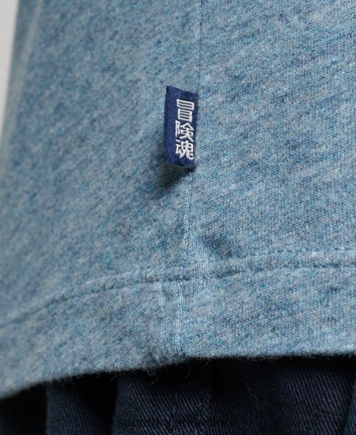 オーガニックコットンのヴィンテージロゴ刺繍トップス 男性 Superdry 衣類 青 2J62PZ1570