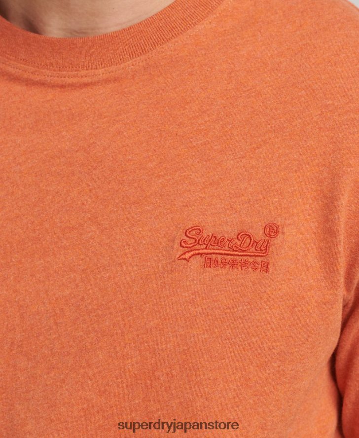 オーガニックコットンのヴィンテージロゴ刺繍トップス 男性 Superdry 衣類 オレンジ 2J62PZ1571