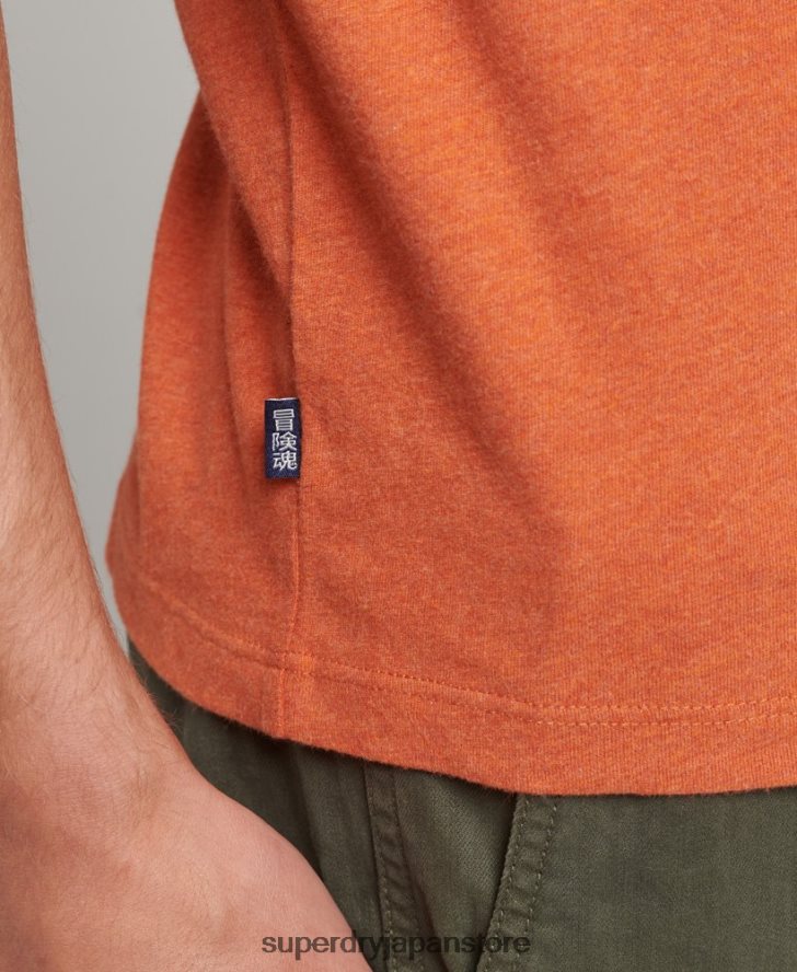 オーガニックコットンのヴィンテージロゴ刺繍トップス 男性 Superdry 衣類 オレンジ 2J62PZ1571