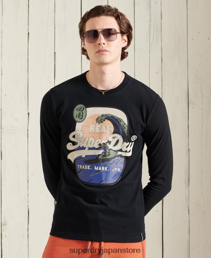 ヴィンテージロゴ板子長袖トップ 男性 Superdry 衣類 黒 2J62PZ1573