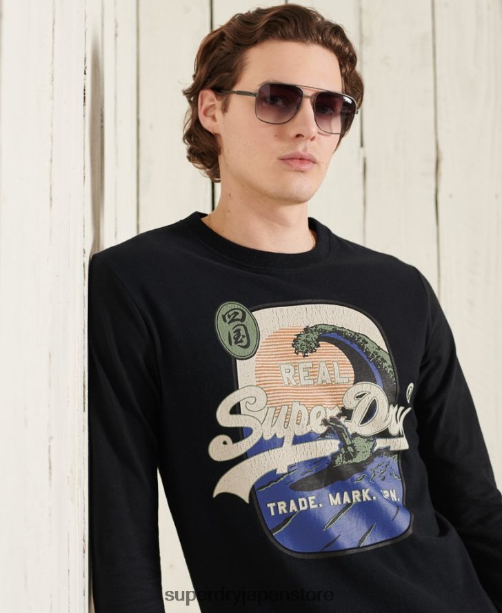 ヴィンテージロゴ板子長袖トップ 男性 Superdry 衣類 黒 2J62PZ1573