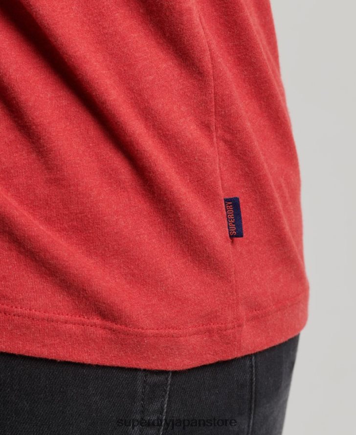 オーガニックコットン エッセンシャル 長袖ベースボール トップ 男性 Superdry 衣類 赤 2J62PZ1577