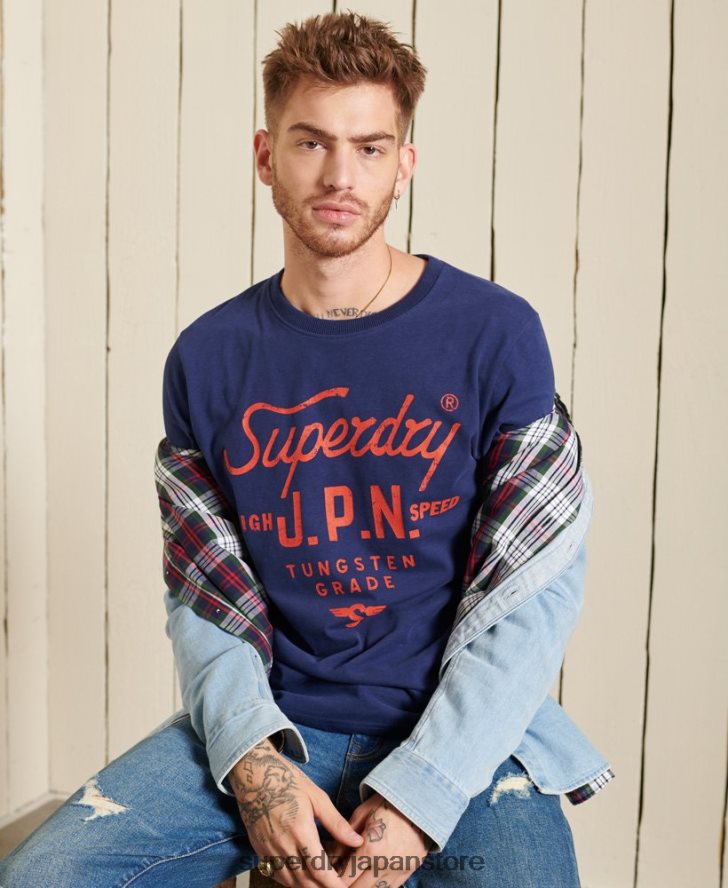 スクリプトスタイルのワークウェアトップ 男性 Superdry 衣類 青 2J62PZ1580