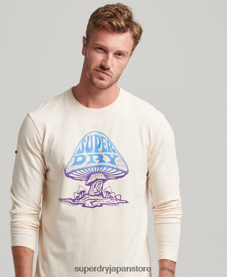 サイケロック長袖トップ 男性 Superdry 衣類 クリーム 2J62PZ1582