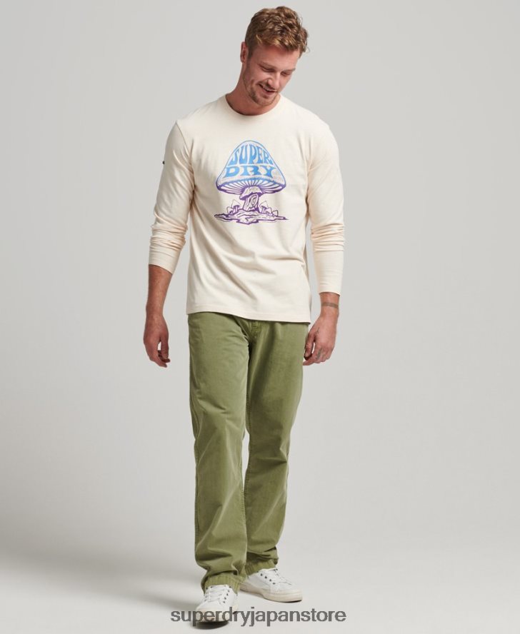 サイケロック長袖トップ 男性 Superdry 衣類 クリーム 2J62PZ1582
