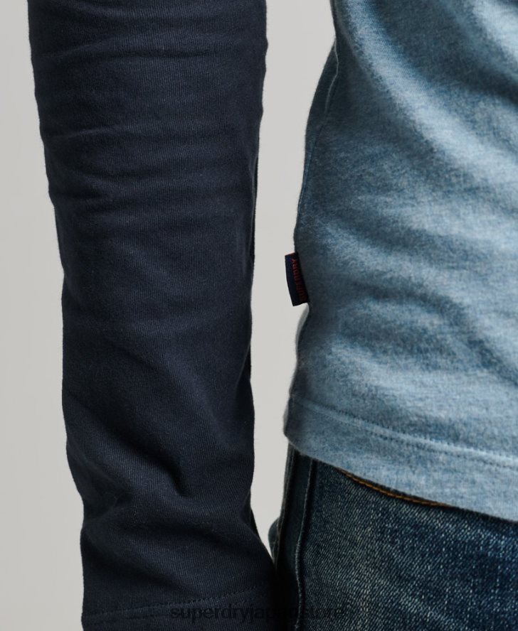 オーガニックコットン エッセンシャル 長袖ベースボール トップ 男性 Superdry 衣類 青 2J62PZ1583