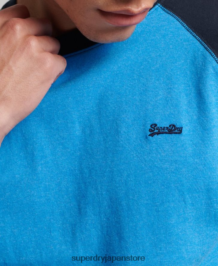オーガニックコットン エッセンシャル 長袖ベースボール トップ 男性 Superdry 衣類 海軍 2J62PZ1587