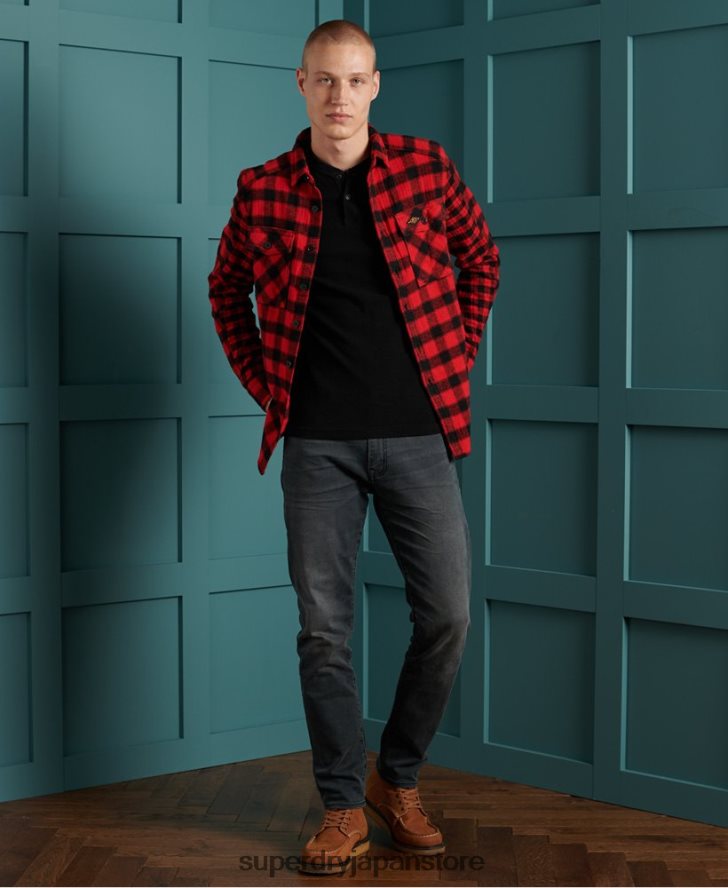 マイクロテクスチャーヘンリートップ 男性 Superdry 衣類 黒 2J62PZ1588