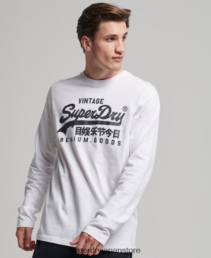 ヴィンテージロゴ ヘリテージ ロングスリーブ トップ 男性 Superdry 衣類 白 2J62PZ1590