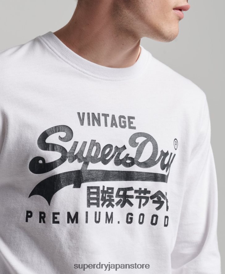 ヴィンテージロゴ ヘリテージ ロングスリーブ トップ 男性 Superdry 衣類 白 2J62PZ1590
