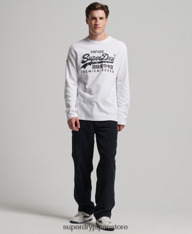 ヴィンテージロゴ ヘリテージ ロングスリーブ トップ 男性 Superdry 衣類 白 2J62PZ1590