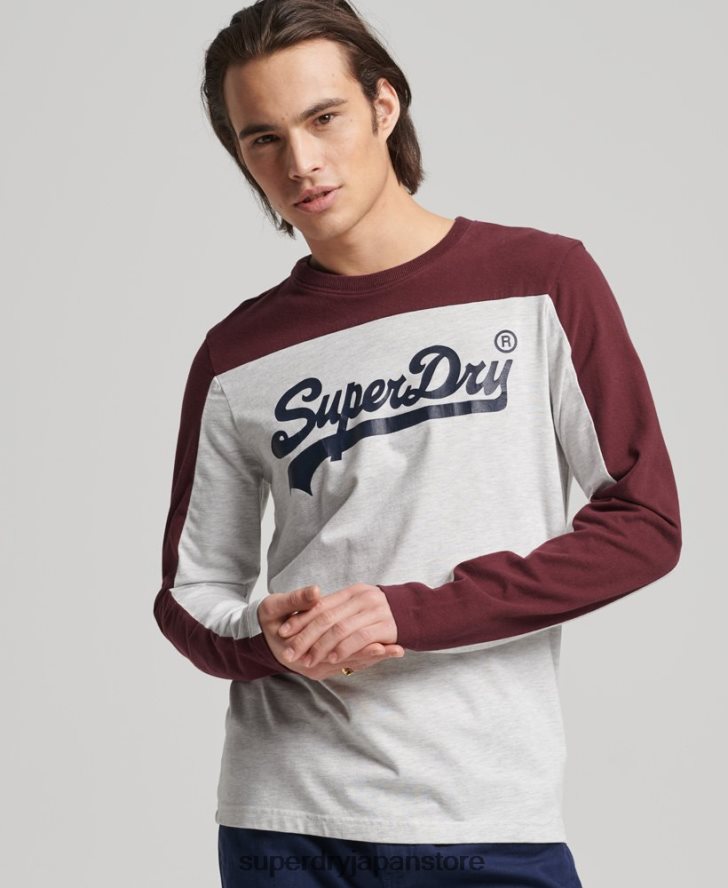 ヴィンテージロゴカレッジ長袖トップ 男性 Superdry 衣類 ライトグレー 2J62PZ1591