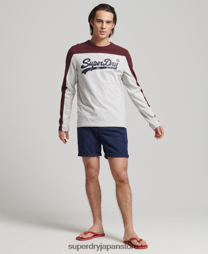 ヴィンテージロゴカレッジ長袖トップ 男性 Superdry 衣類 ライトグレー 2J62PZ1591