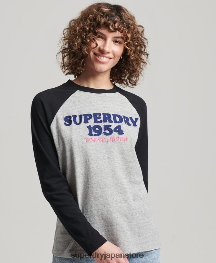 ヴィンテージロゴ ラグラン長袖トップ 女性 Superdry 衣類 グレー 2J62PZ2136