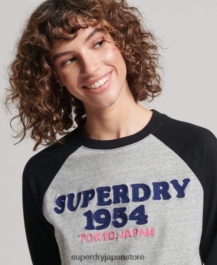 ヴィンテージロゴ ラグラン長袖トップ 女性 Superdry 衣類 グレー 2J62PZ2136