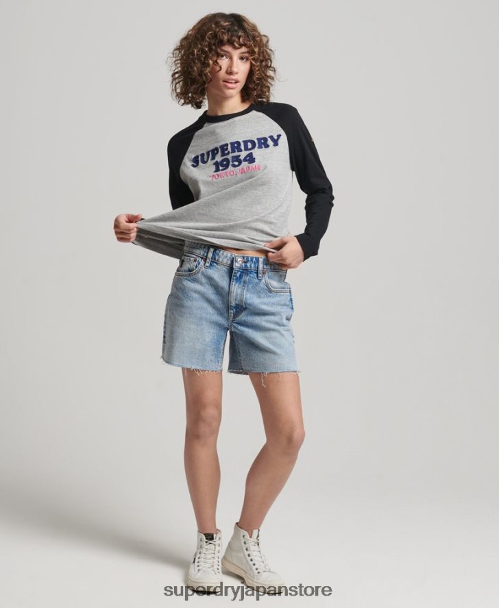 ヴィンテージロゴ ラグラン長袖トップ 女性 Superdry 衣類 グレー 2J62PZ2136