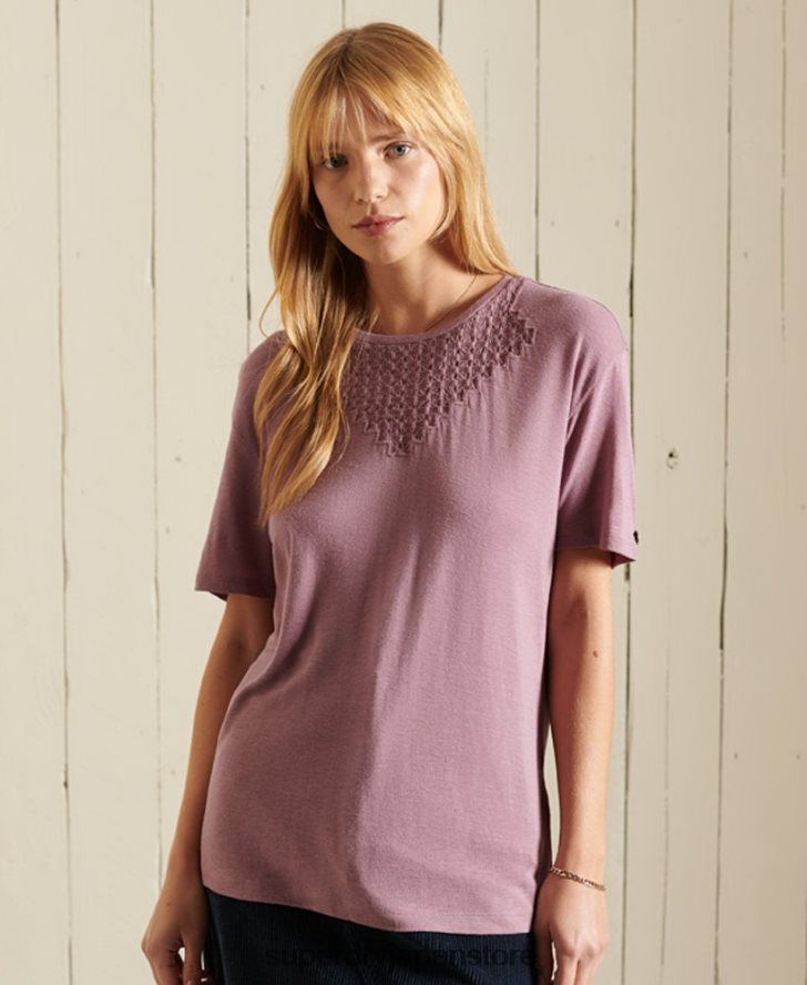 シェブロン半袖レースジャージートップ 女性 Superdry 衣類 紫 2J62PZ2743