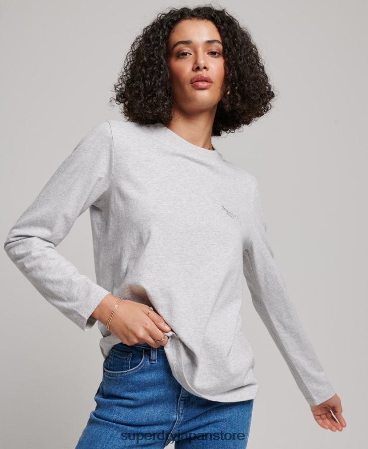 オーガニックコットン ヴィンテージロゴ 長袖トップ 女性 Superdry 衣類 ライトグレー 2J62PZ2971