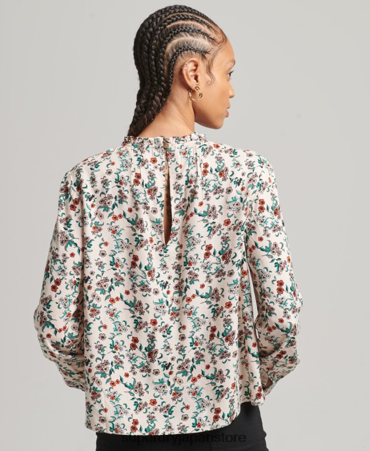 スモッキング ロングスリーブ ウーブントップ 女性 Superdry 衣類 ピンク 2J62PZ3014